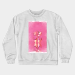 Watercolor Minimal Pink Ballet Pointe Shoes on Ballerina Feet Classically Dancing on Water with Grace and Reflection Crewneck Sweatshirt